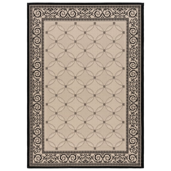 Safavieh Courtyard Gaus Oriental Indoor/Outdoor Area Rug, Sand/Black, 4' x 5'7"