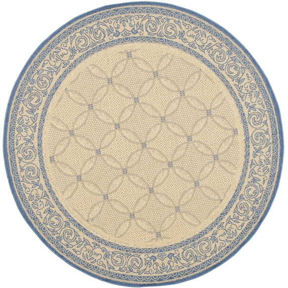 Safavieh Courtyard Gaus Oriental Indoor/Outdoor Area Rug, Natural/Blue, 5'3" x 5'3" Round