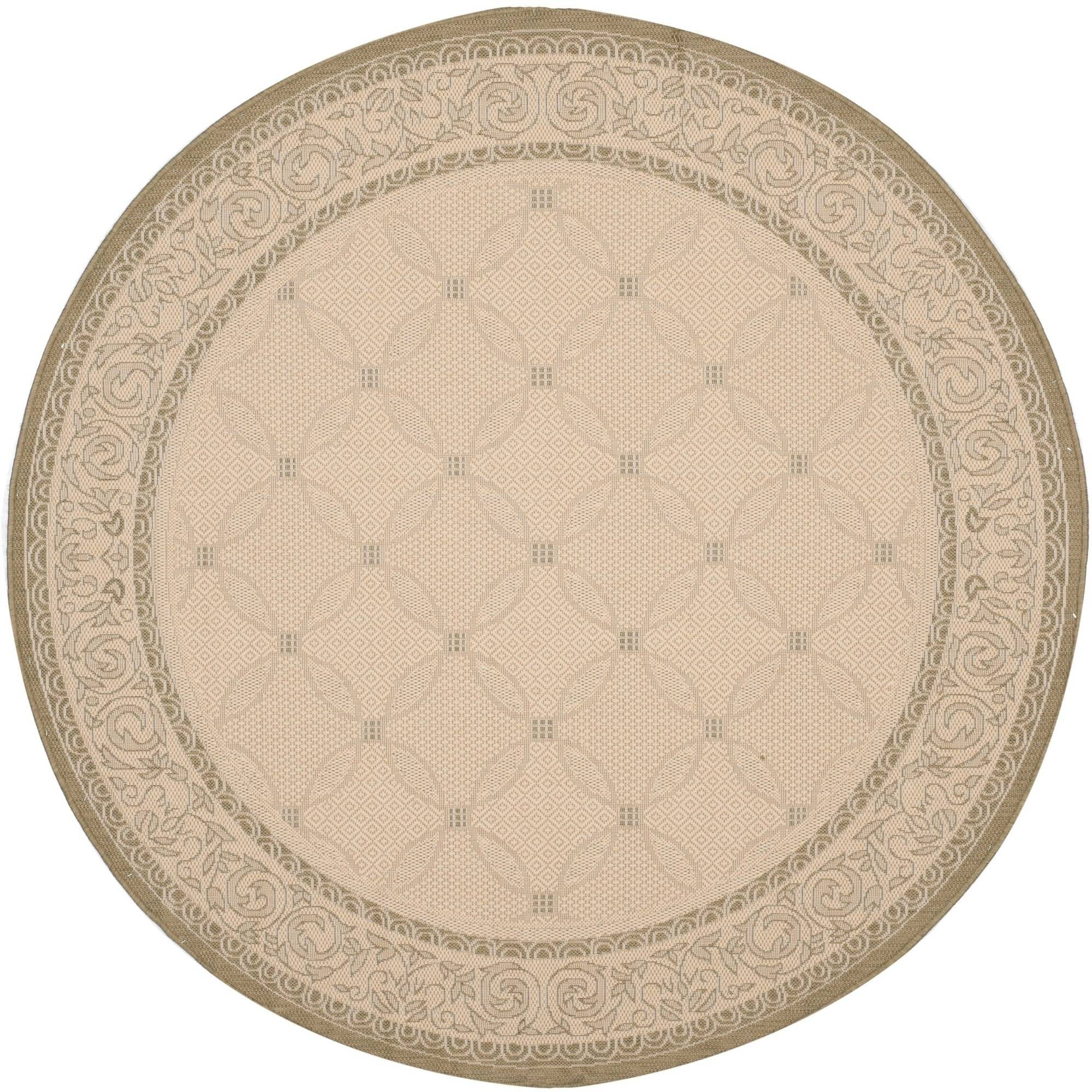 Natural Olive Round Synthetic Indoor/Outdoor Area Rug