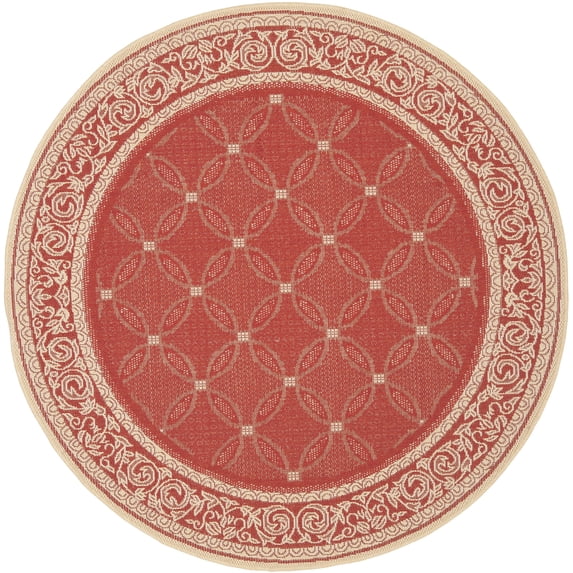 Safavieh Courtyard Gaus Oriental Indoor/Outdoor Area Rug, Red/Natural, 5'3" x 5'3" Round