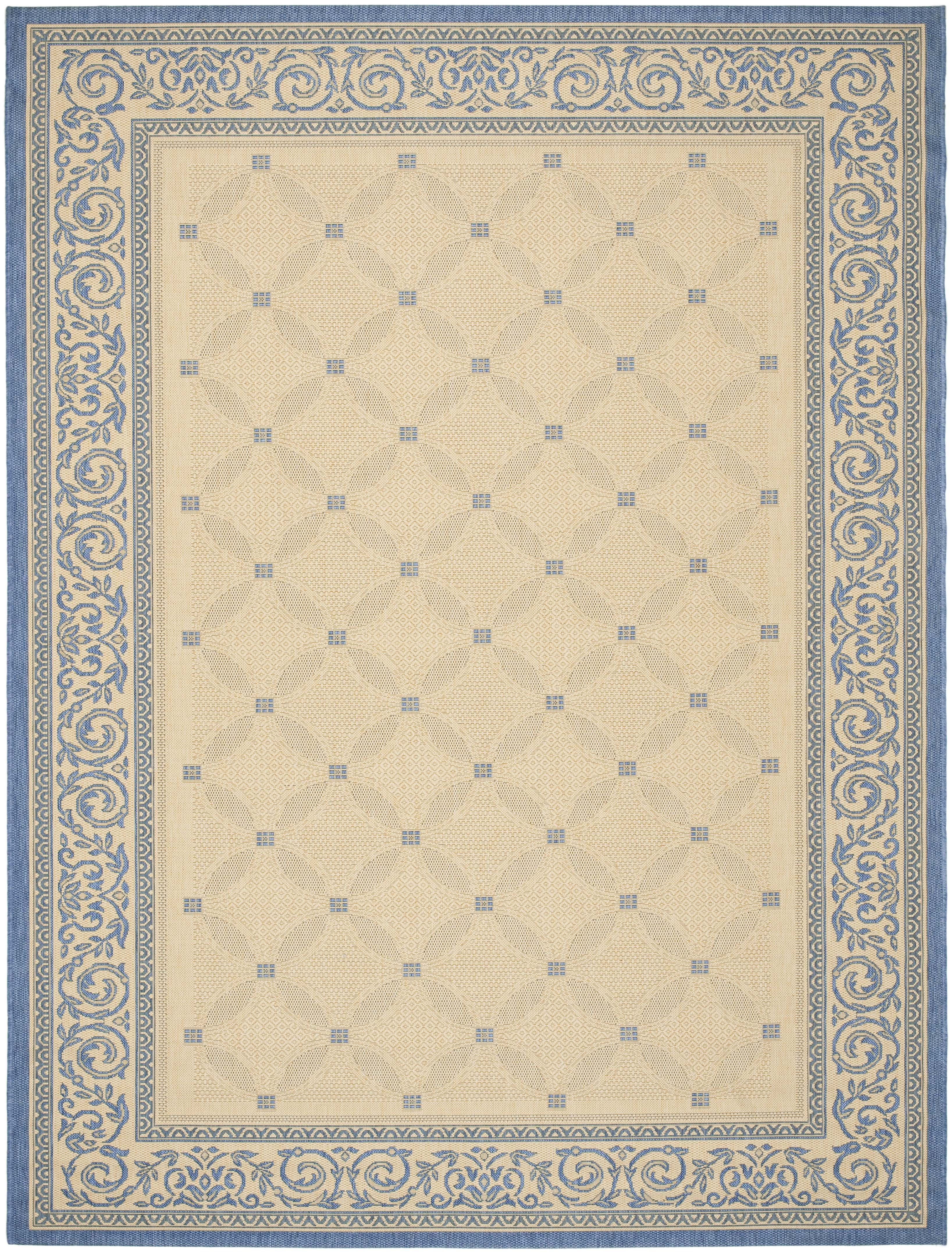 Natural and Blue Synthetic Flat Woven Indoor/Outdoor Area Rug