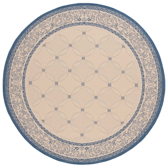 Safavieh Courtyard Gaus Oriental Indoor/Outdoor Area Rug, Natural/Blue, 6'7" x 6'7" Round