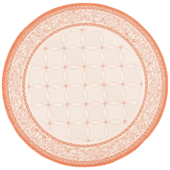Safavieh Courtyard Gaus Oriental Indoor/Outdoor Area Rug, Natural/Terracotta, 6'7" x 6'7" Round