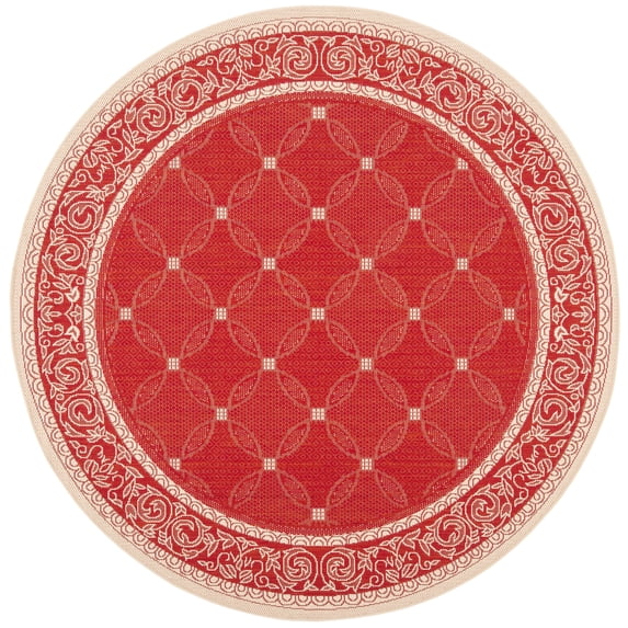 Safavieh Courtyard Gaus Oriental Indoor/Outdoor Area Rug, Red/Natural, 6'7" x 6'7" Round