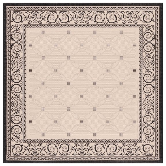 Safavieh Courtyard Gaus Oriental Indoor/Outdoor Area Rug, Sand/Black, 6'7" x 6'7" Square