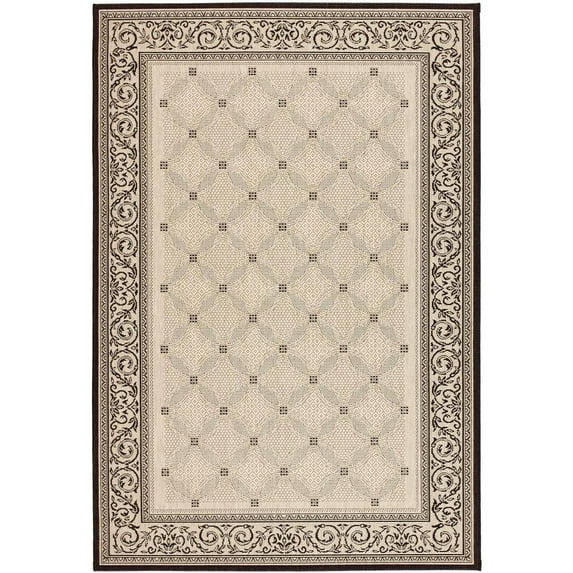 Safavieh Courtyard Gaus Oriental Indoor/Outdoor Area Rug, Sand/Black, 7'10" x 7'10" Square