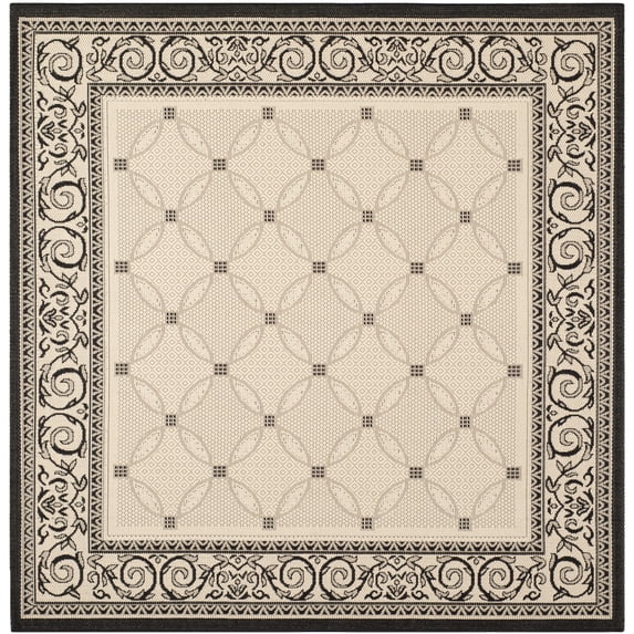 Safavieh Courtyard Gaus Oriental Indoor/Outdoor Area Rug, Sand/Black, 7'10" x 7'10" Square