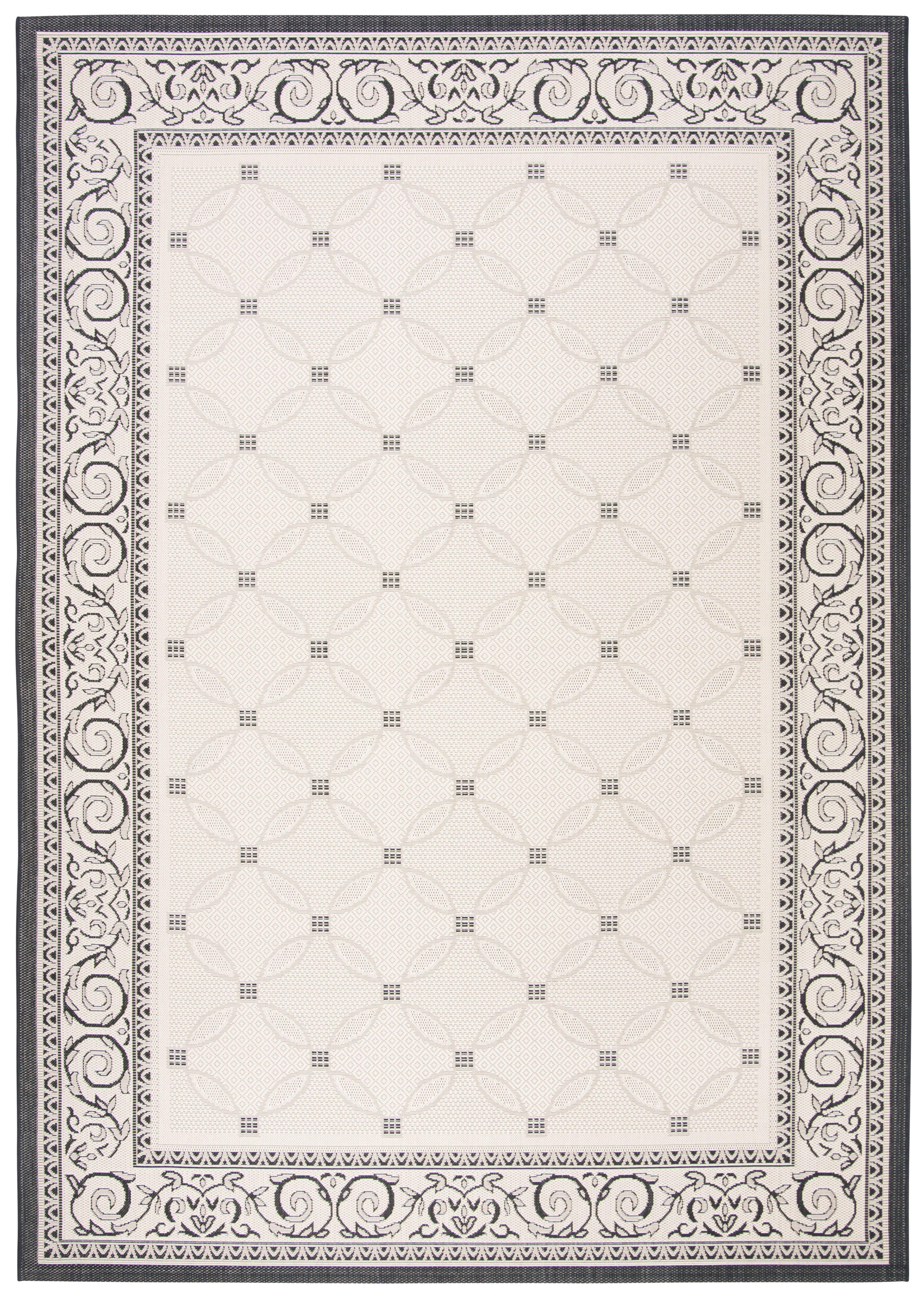 Safavieh Courtyard Gaus Oriental Indoor/Outdoor Area Rug, Sand/Black, 8' x 11'