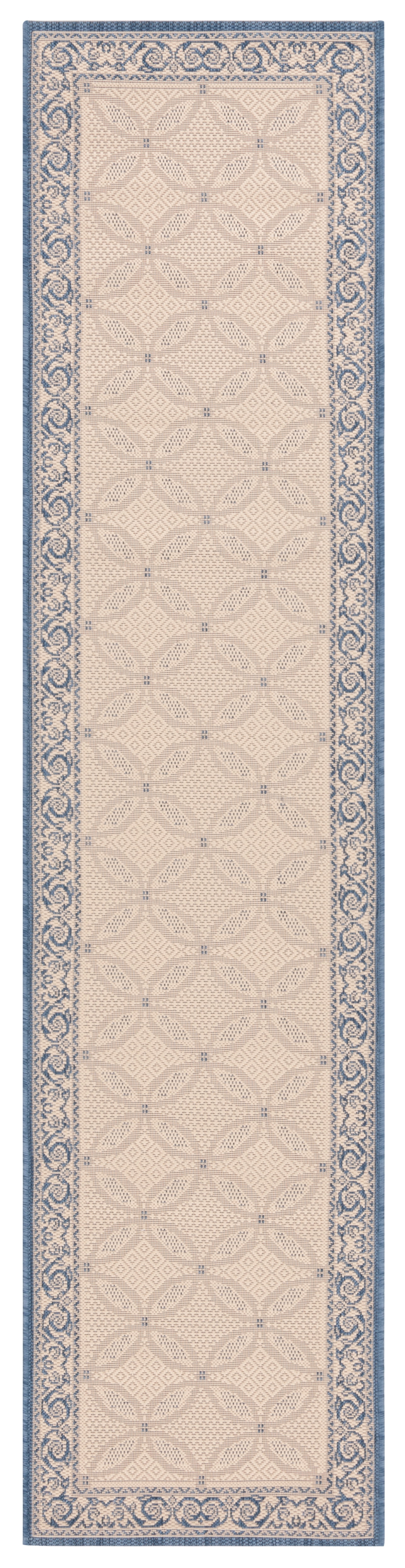 Safavieh Courtyard Gaus Oriental Indoor/Outdoor Runner Rug, Natural/Blue, 2'3" x 10'