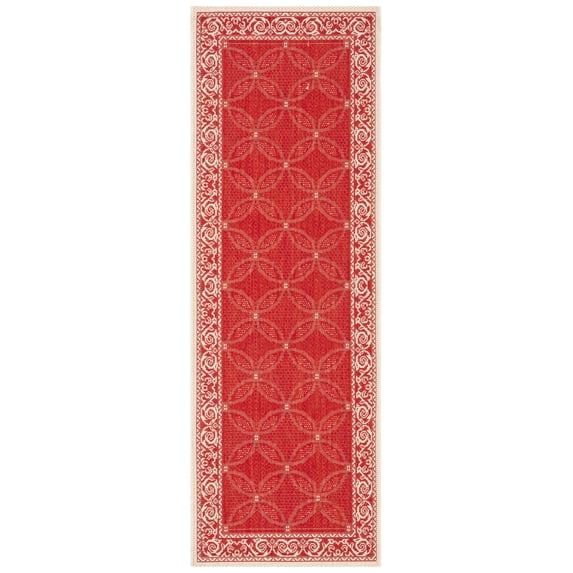 Safavieh Courtyard Gaus Oriental Indoor/Outdoor Runner Rug, Red/Natural, 2'3" x 10'