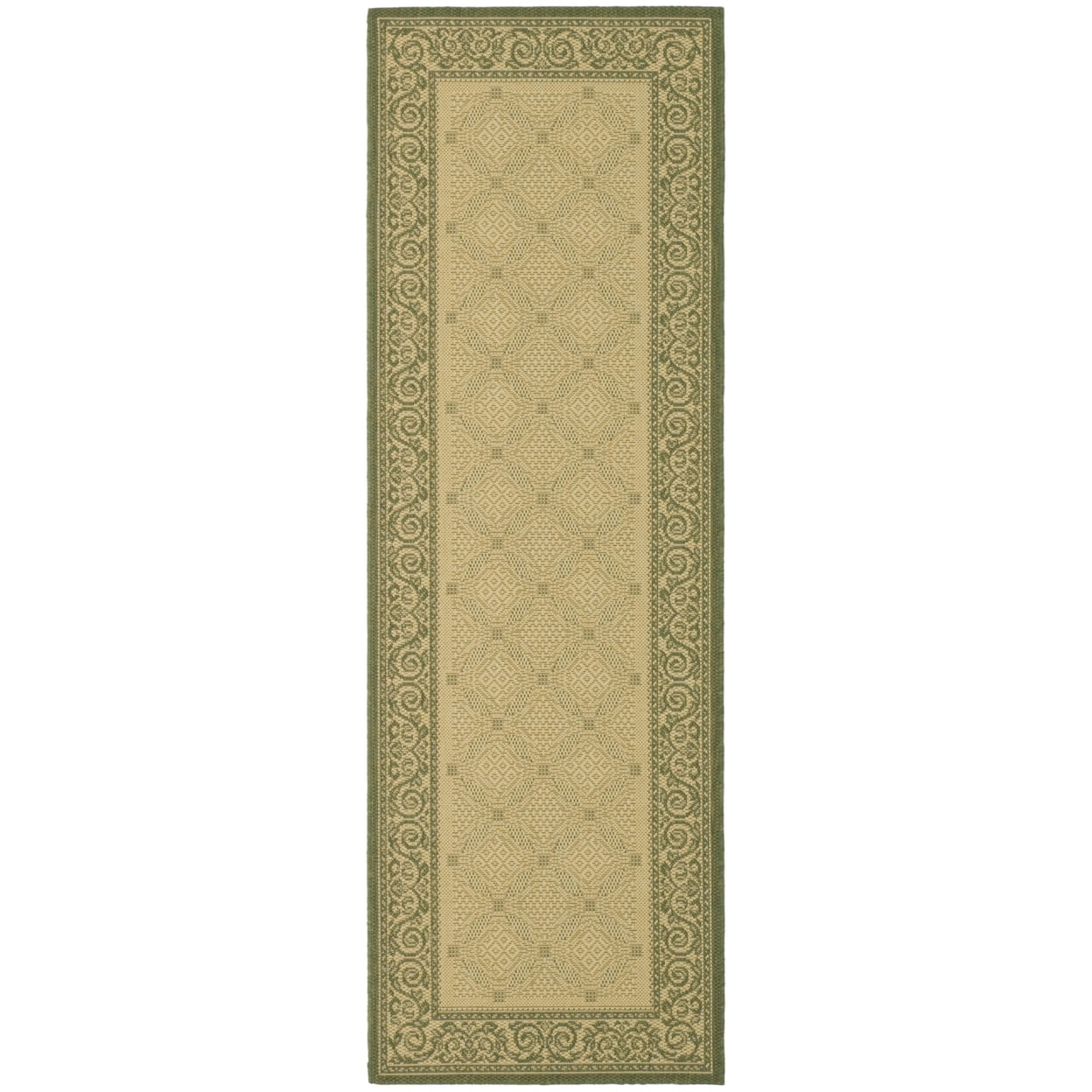 Safavieh Courtyard 27'' Natural/Olive Synthetic Indoor/Outdoor Runner Rug