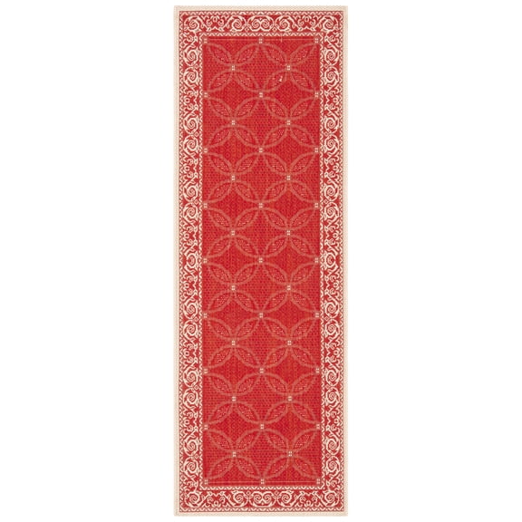 Safavieh Courtyard Gaus Oriental Indoor/Outdoor Runner Rug, Red/Natural, 2'3" x 6'7"