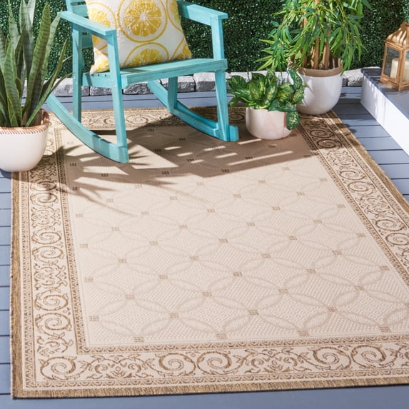 Safavieh Courtyard Gaus Oriental Indoor/Outdoor Area Rug, Natural/Brown, 6'7" x 9'6"