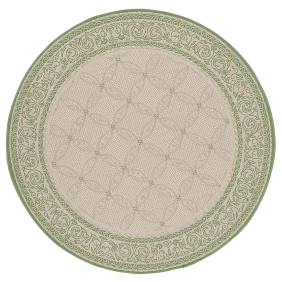 SAFAVIEH Courtyard Gaus Oriental Indoor/Outdoor Area Rug, Natural/Olive, 5'3" x 7'7"