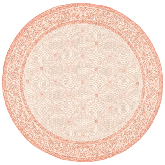 Safavieh Courtyard Gaus Oriental Indoor/Outdoor Area Rug, Natural/Terracotta, 5'3" x 5'3" Round