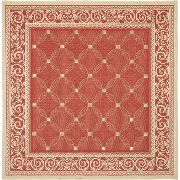 Safavieh Courtyard Gaus Oriental Indoor/Outdoor Area Rug, Red/Natural, 7'10" x 7'10" Square