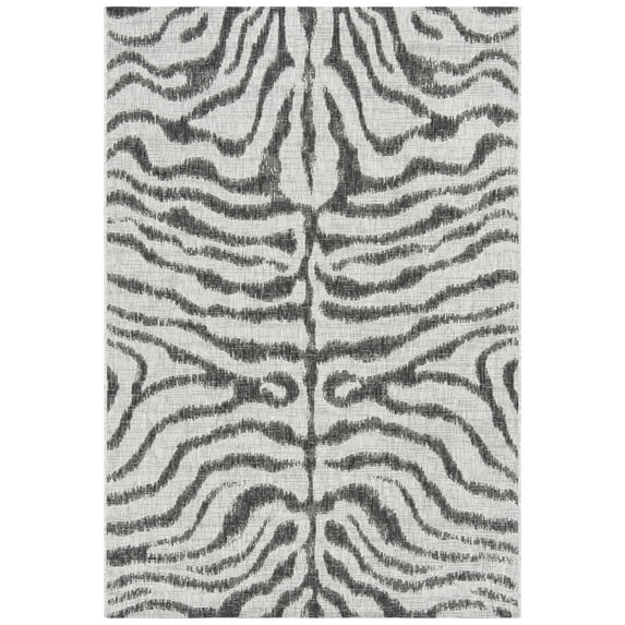 SAFAVIEH Courtyard Gerald Animal Indoor/Outdoor Area Rug, Grey/Black, 4' x 5'7"