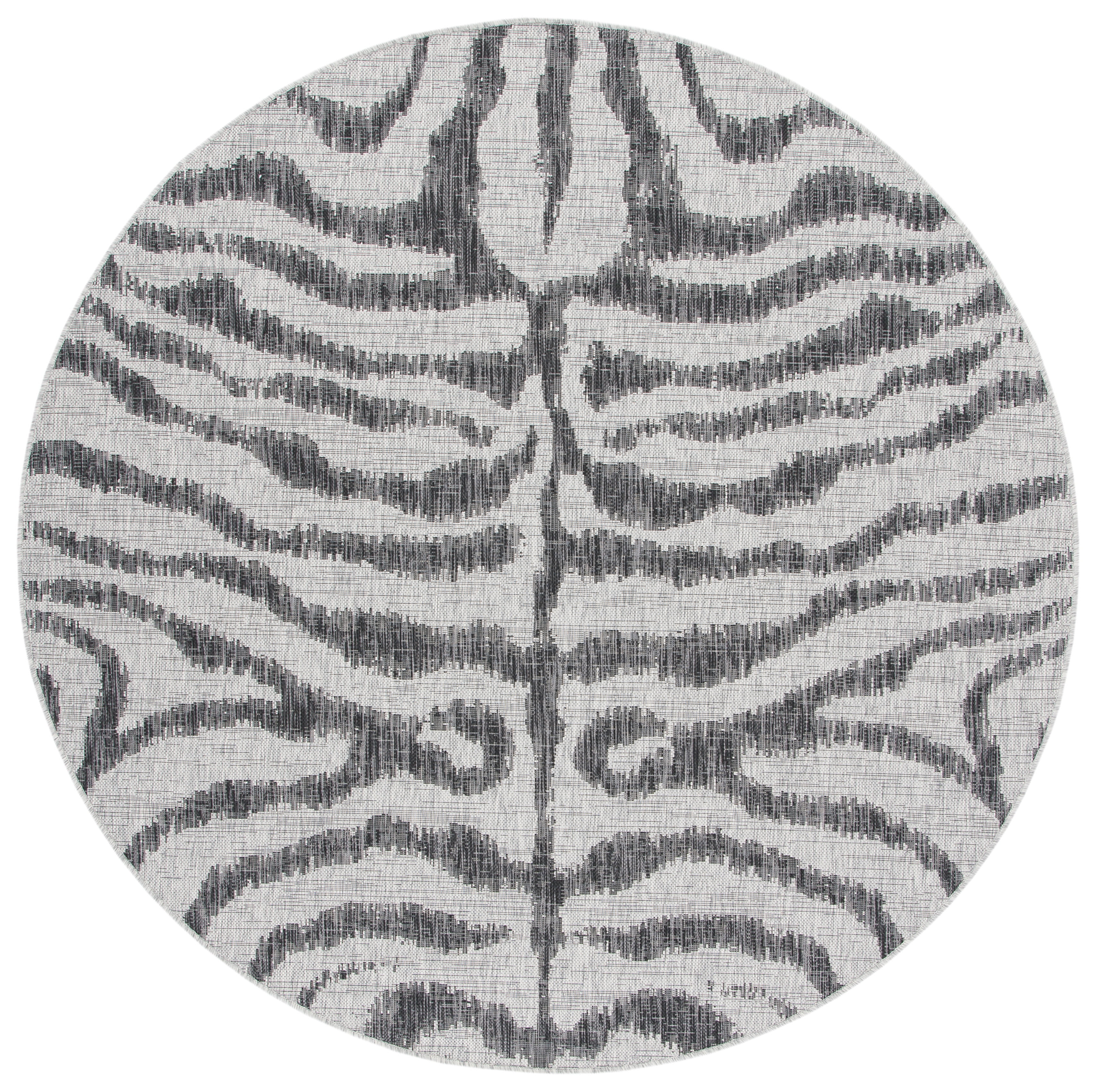 SAFAVIEH Courtyard Gerald Animal Indoor/Outdoor Area Rug, Grey/Black, 6'7" x 6'7" Round