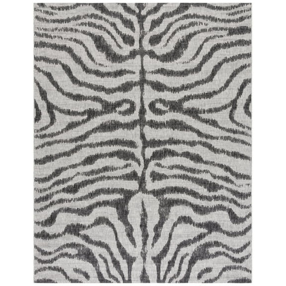 SAFAVIEH Courtyard Gerald Animal Indoor/Outdoor Area Rug, Grey/Black, 8' x 11'