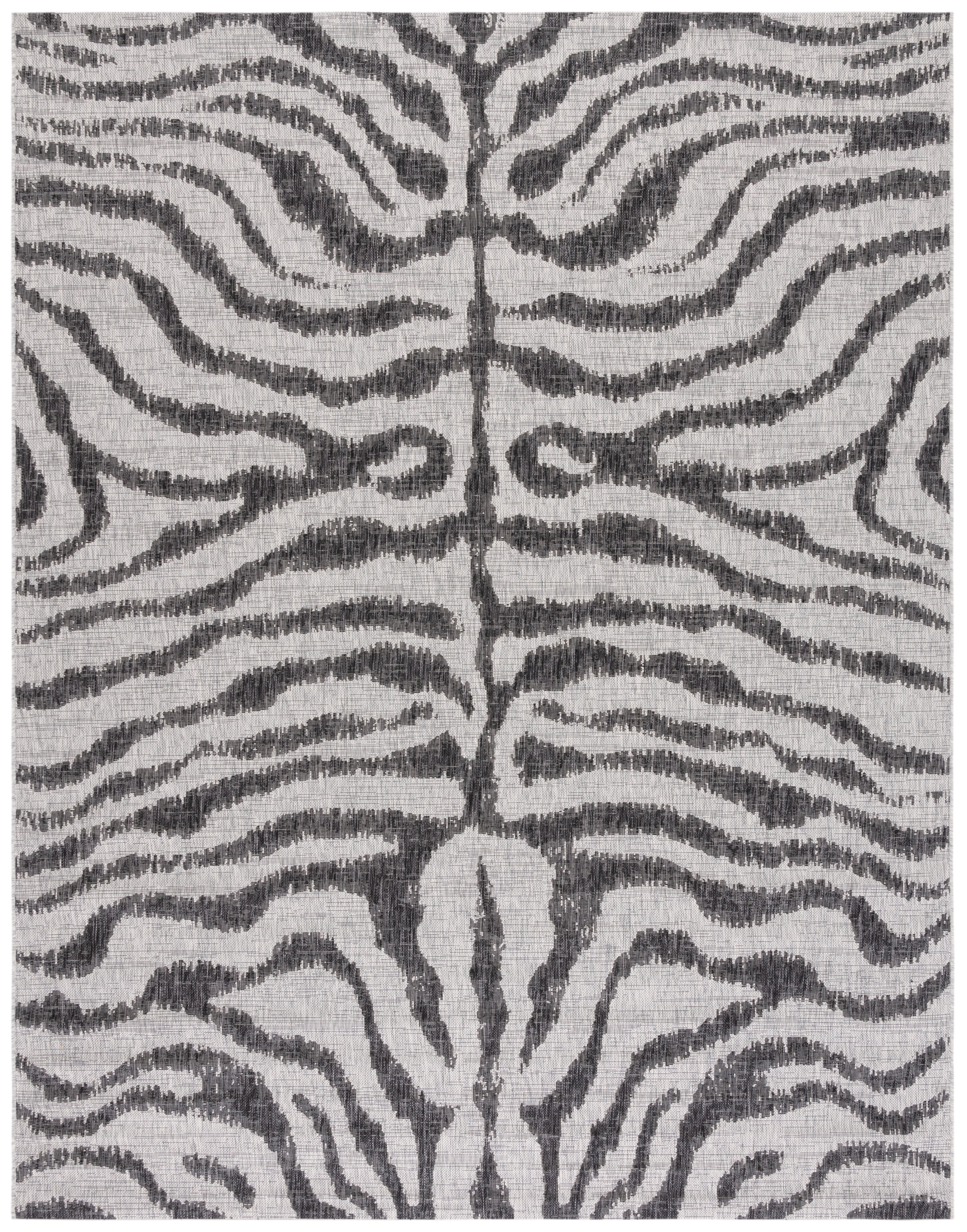 SAFAVIEH Courtyard Gerald Animal Indoor/Outdoor Area Rug, Grey/Black, 8' x 11'