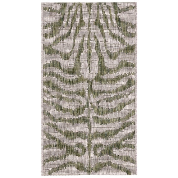 SAFAVIEH Courtyard Gerald Animal Indoor/Outdoor Area Rug, Grey/Green, 2' x 3'7"