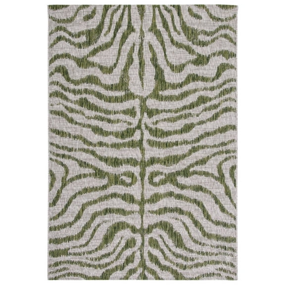 SAFAVIEH Courtyard Gerald Animal Indoor/Outdoor Area Rug, Grey/Green, 2' x 3'7"