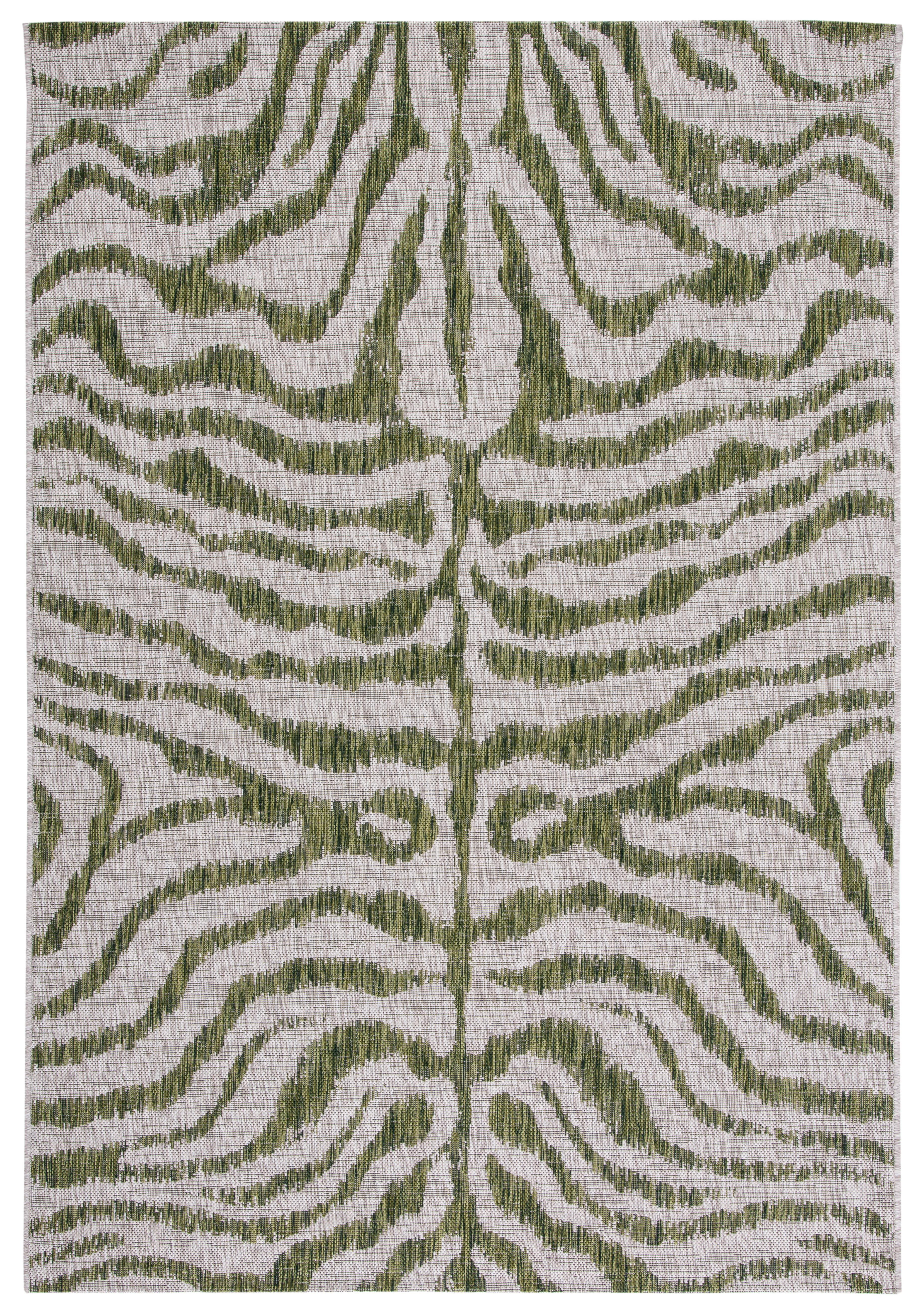 Courtyard Grey and Green 8' x 10' Easy-Care Outdoor Rug