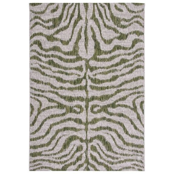 SAFAVIEH Courtyard Gerald Animal Indoor/Outdoor Area Rug, Grey/Green, 8' x 10'