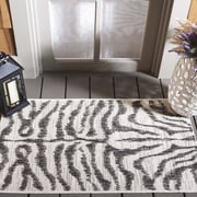 SAFAVIEH Courtyard Gerald Animal Indoor/Outdoor Area Rug, Ivory/Black, 2'7" x 5'
