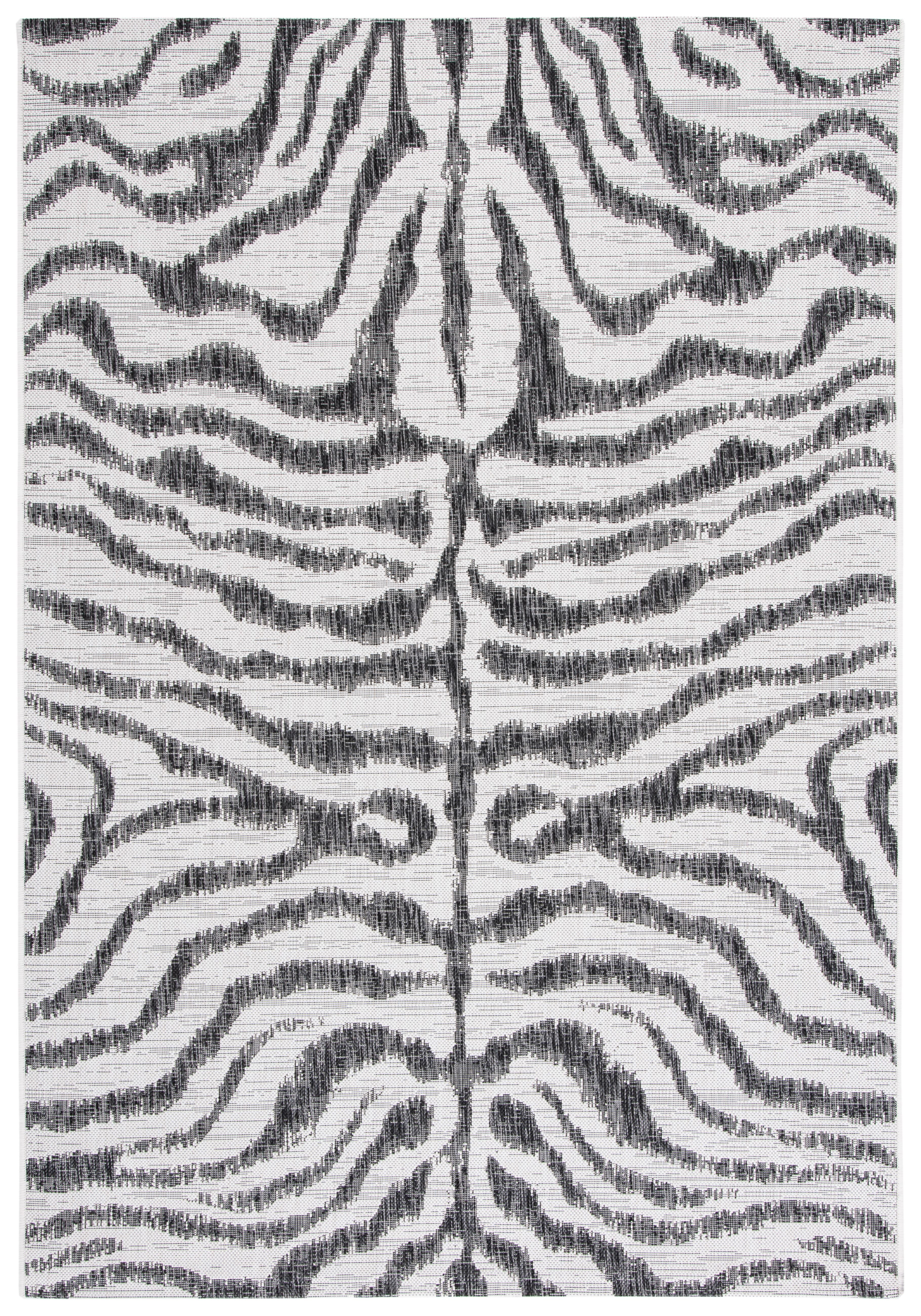 Ivory and Black Zebra Print Indoor/Outdoor Area Rug