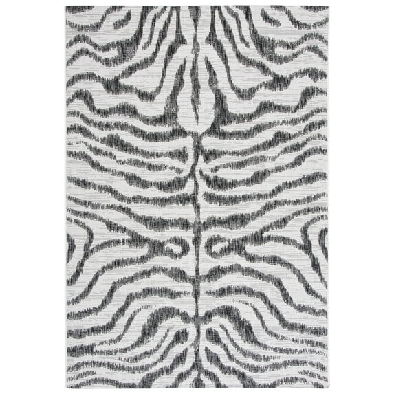 SAFAVIEH Courtyard Gerald Animal Indoor/Outdoor Area Rug, Ivory/Black, 2' x 3'7"