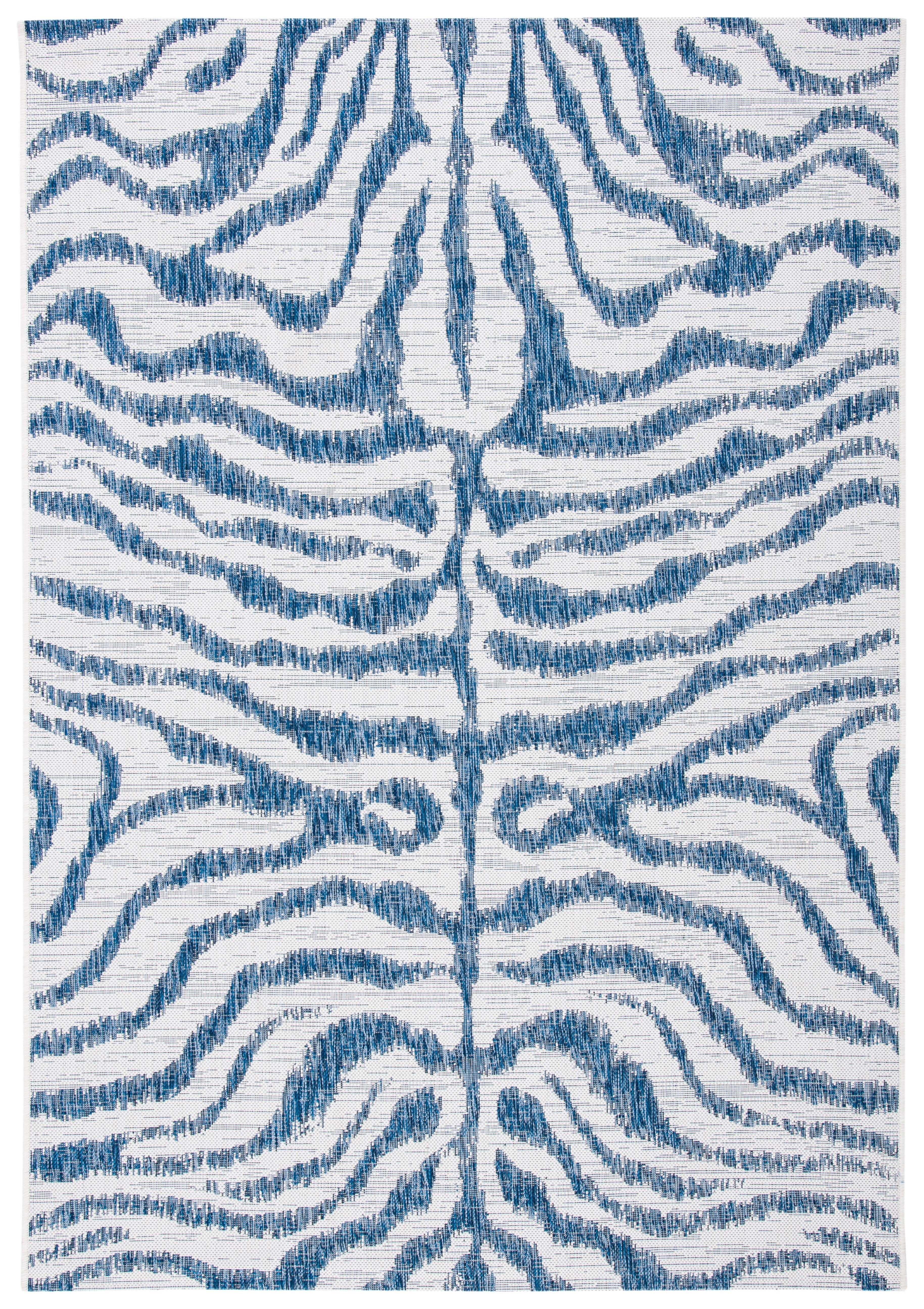Ivory and Navy Animal Print Indoor/Outdoor Rug