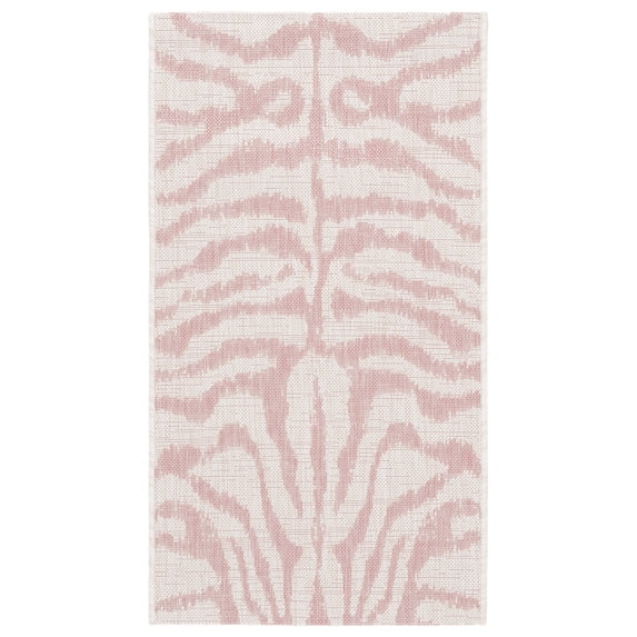 SAFAVIEH Courtyard Gerald Animal Indoor/Outdoor Area Rug, Ivory/Pink, 2'7" x 5'