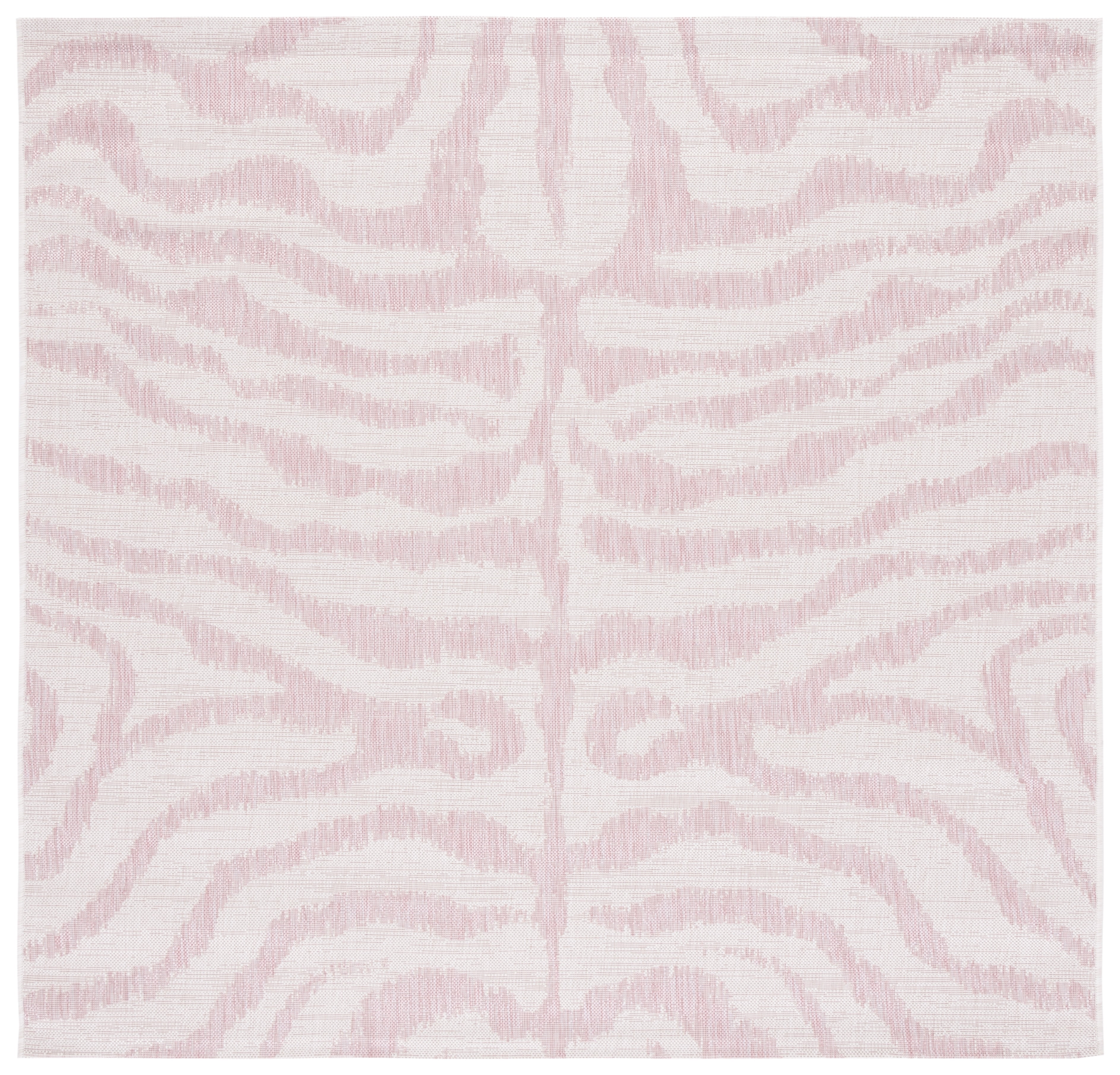 SAFAVIEH Courtyard Gerald Animal Indoor/Outdoor Area Rug, Ivory/Pink, 6'7" x 6'7" Square