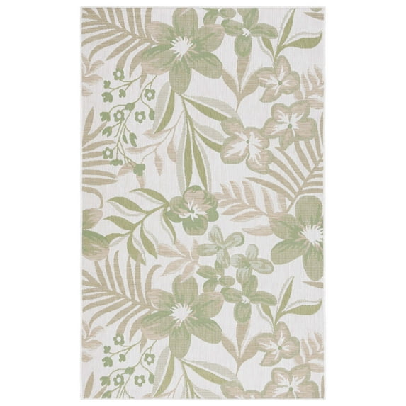 Safavieh Courtyard Gladwin Botanical Indoor/Outdoor Area Rug, Ivory/Green, 4' x 5'7"
