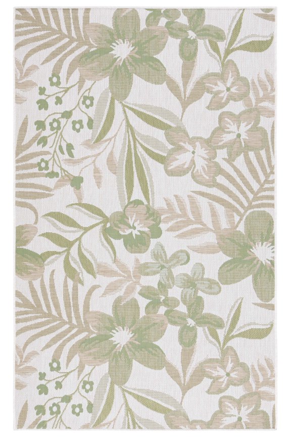 Courtyard Gladwin Botanical Indoor/Outdoor Area Rug, Ivory/Green, 5'3" x 7'7"