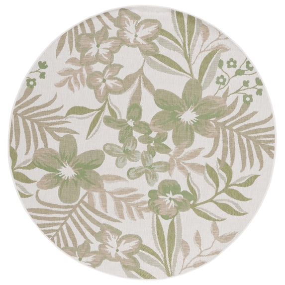 Safavieh Courtyard Gladwin Botanical Indoor/Outdoor Area Rug, Ivory/Green, 6'7" x 6'7" Round