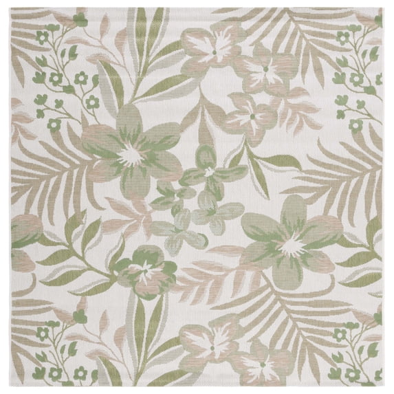 Safavieh Courtyard Gladwin Botanical Indoor/Outdoor Area Rug, Ivory/Green, 6'7" x 6'7" Square