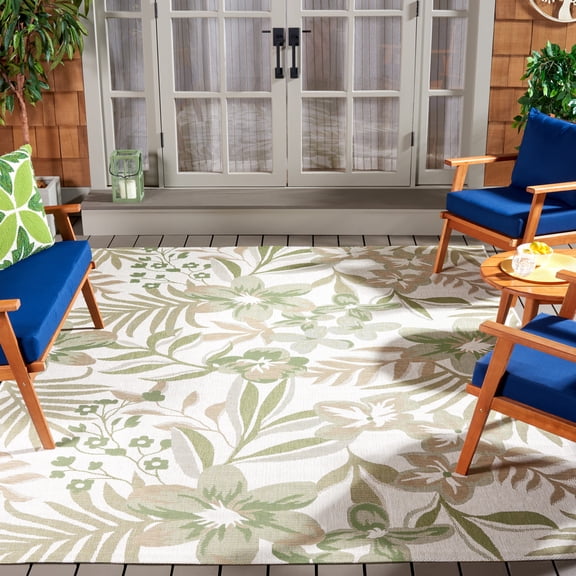 Safavieh Courtyard Gladwin Botanical Indoor/Outdoor Area Rug, Ivory/Green, 8' x 10'