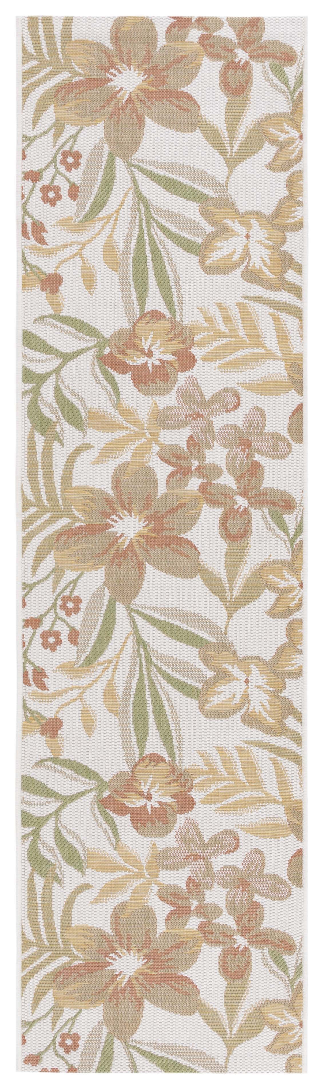 Safavieh Courtyard Gladwin Botanical Indoor/Outdoor Runner Rug, Beige/Rust, 2'3" x 8'