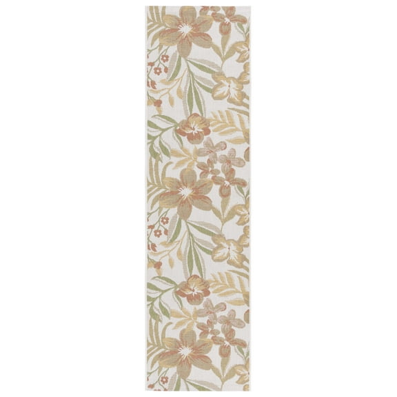 Safavieh Courtyard Gladwin Botanical Indoor/Outdoor Runner Rug, Beige/Rust, 2'3" x 8'