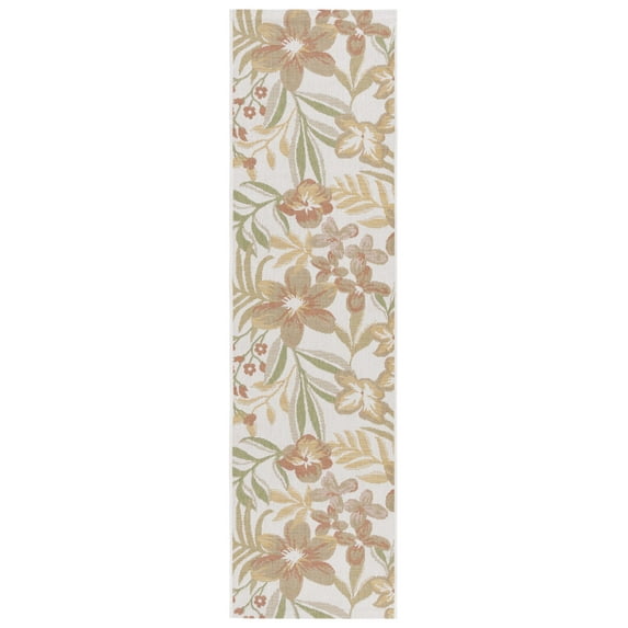 Safavieh Courtyard Gladwin Botanical Indoor/Outdoor Runner Rug, Beige/Rust, 2'3" x 8'