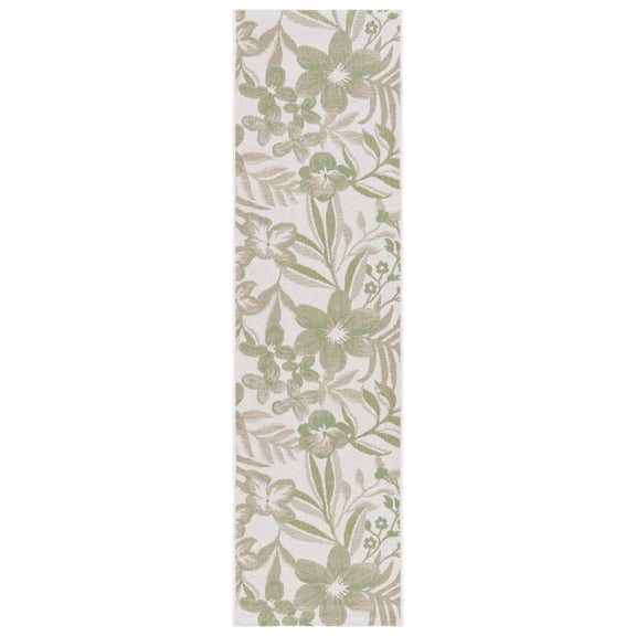 Safavieh Courtyard Gladwin Botanical Indoor/Outdoor Runner Rug, Ivory/Green, 2'3" x 8'