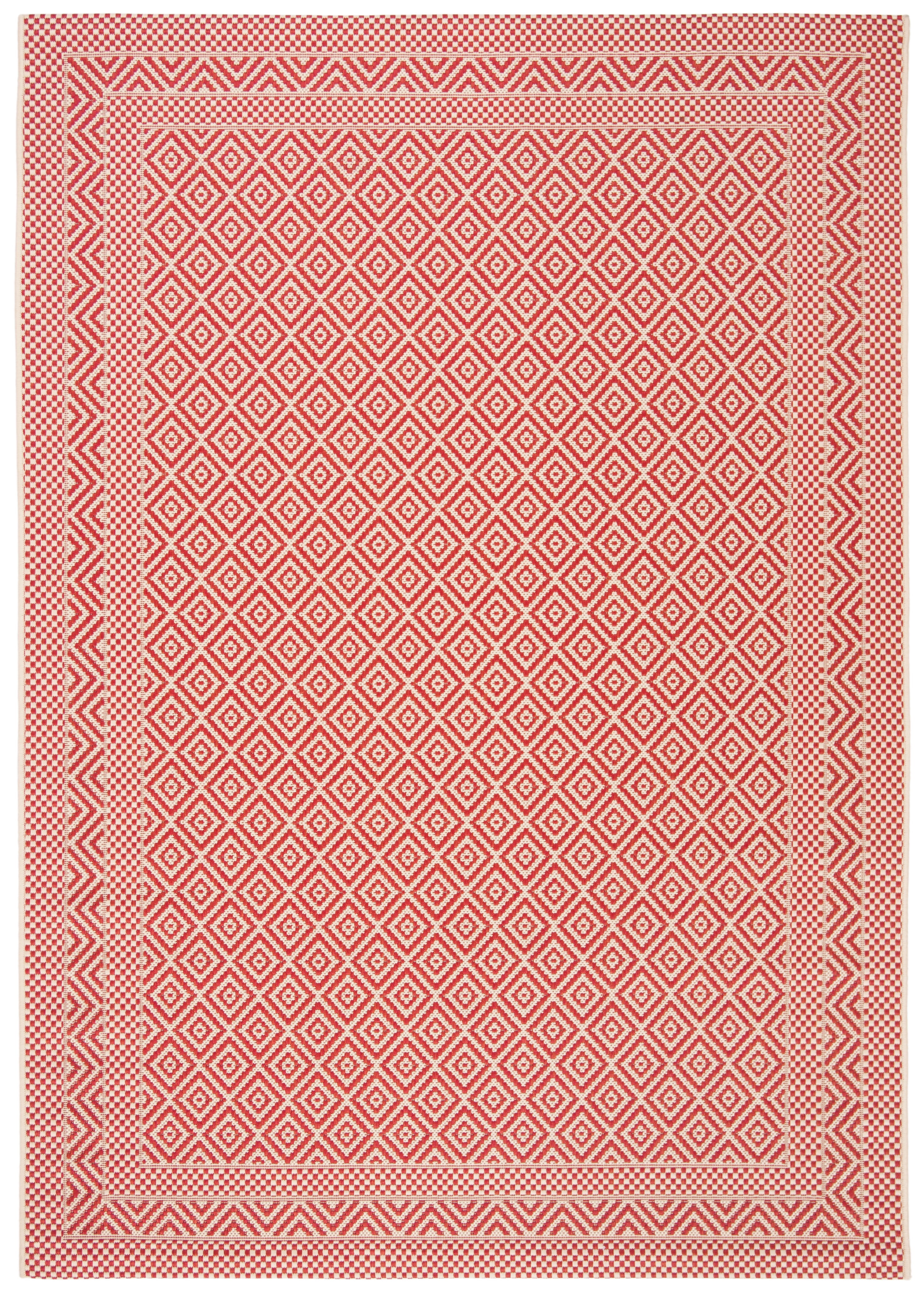Red Rectangular Synthetic Non-slip Indoor/Outdoor Area Rug