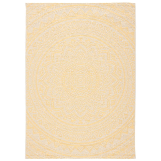 SAFAVIEH Courtyard Gracelyn Medallion Indoor/Outdoor Area Rug, Beige/Gold, 9' x 12'