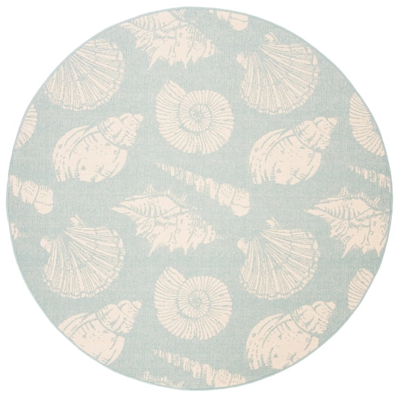 Safavieh Courtyard Harold Geometric Indoor/Outdoor Area Rug, Aqua/Beige, 6'7" x 6'7" Round