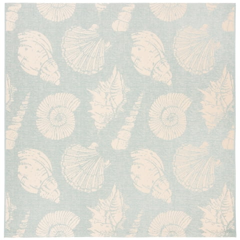Safavieh Courtyard Harold Geometric Indoor/Outdoor Area Rug, Aqua/Beige, 6'7" x 6'7" Square