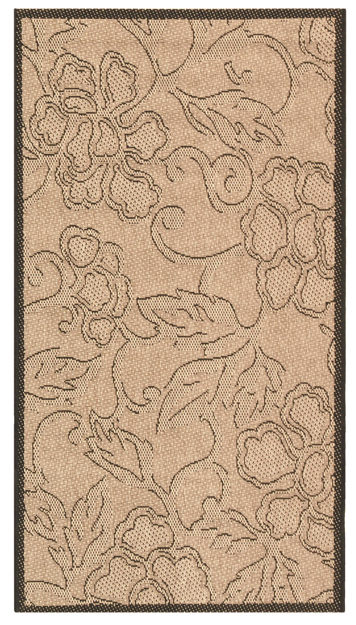 Safavieh Courtyard Helen Floral Indoor/Outdoor Area Rug, Sand/Black, 2'7" x 5'