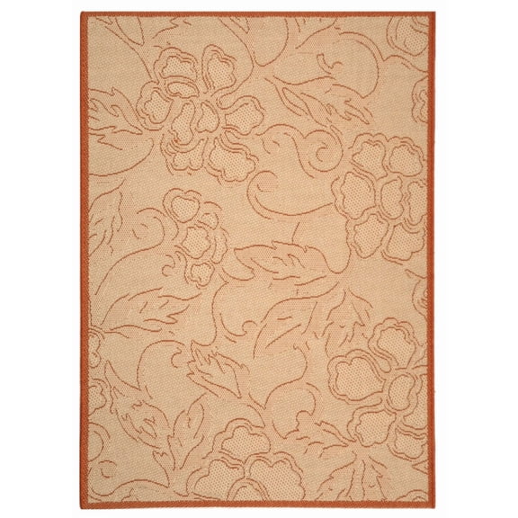 Safavieh Courtyard Helen Floral Indoor/Outdoor Area Rug, Natural/Terracotta, 4' x 5'7"
