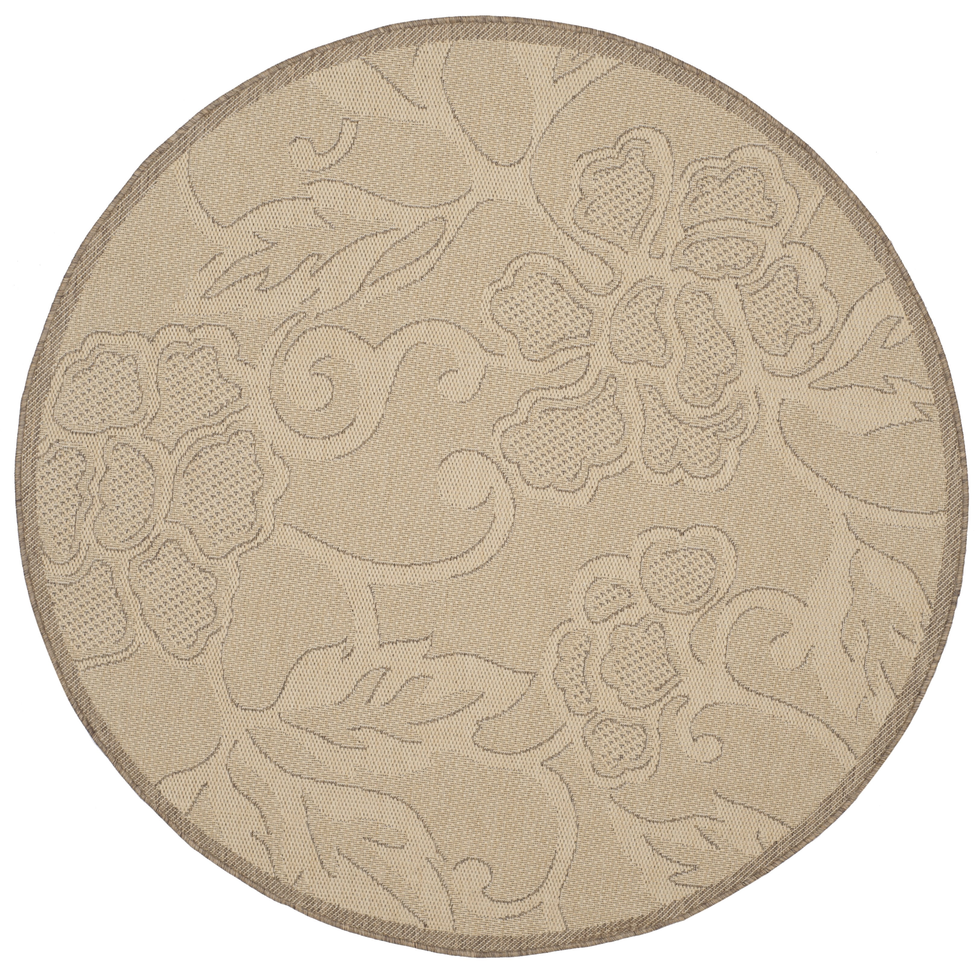 Safavieh Courtyard Helen Floral Indoor/Outdoor Area Rug, Natural/Brown, 5'3" x 5'3" Round